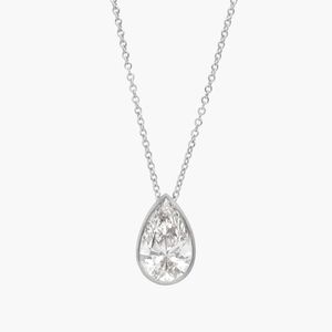 Collier pendentif en diamant de laboratoire taille poire, or 14 carats, certifié IGI, collier solitaire en diamant taille poire - Product Image 1