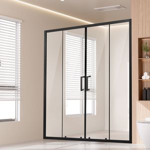 Porta Doccia Scorrevole Doppia Semi-Incassata 57.8x59 L x 70 A, Vetro Temperato Trasparente da 1/4 di Pollice, Impermeabile, Opzioni 10mm e 6mm - Product Image 1