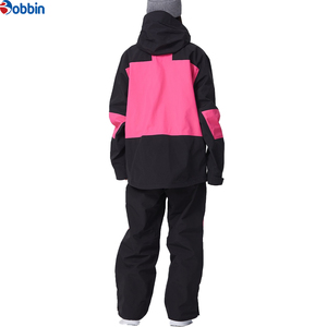 Traje de Nieve Personalizado para Mujer, Transpirable, Color Negro y Rosa, con Capucha, Impermeable, Chaqueta y Pantalones de Esquí, Estilo Deportivo, Largo Completo - Product Image 1