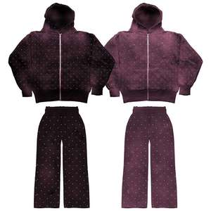 Ensemble de survêtement décontracté à capuche pour garçons, motif à pois, manches longues, fermeture éclair, sweat-shirt et pantalon en polyester, vêtements d'automne pour enfants - Product Image 2