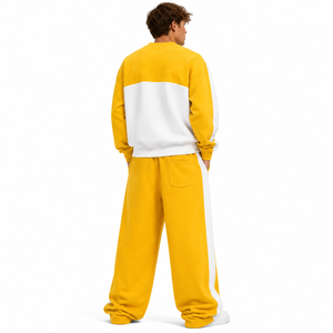 Ensembles de sweat-shirts à col rond en molleton épais, pantalons de survêtement larges à rayures colorées personnalisées, sweats à capuche oversize assortis pour hommes, directement de l'usine - Product Image 2