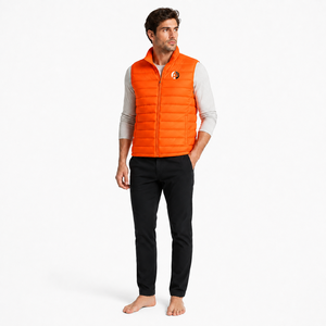 comfortable padded men <b>puffer</b> <b>vest</b> <b>jacket</b> with lightweight construction warm filling and modern styling suitable for travel - Product Image 1