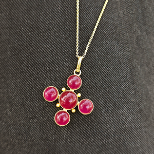 18k gold plated cross <b>necklace</b> round cabochon <b>ruby</b> jade christian jewelry <b>necklace</b> solid brass wholesale women fashion <b>necklace</b> - Product Image 5
