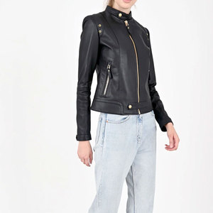 Winter Bomber Leather Cropped Women Jacket Knitted Breathable Eco-Friendly Winter Use Custom Made Women's Leather Jacket - Product Image 4