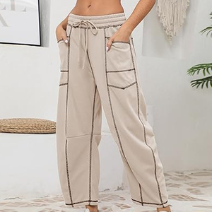 Women Spring Embroidered <b>Cargo</b> Sweatpants <b>Wide</b> <b>Leg</b> High Waist Drawstring Joggers Loose Fit Streetwear Casual Lounge 100% Cotton - Product Image 2