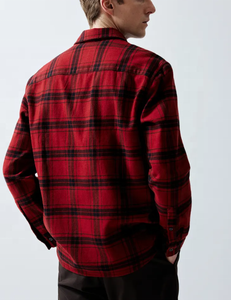 2024 tendencia de alta calidad 100% algodón franela personalizada OEM hombres manga larga botón camisa invierno ropa Casual estiramiento al por mayor - Product Image 4