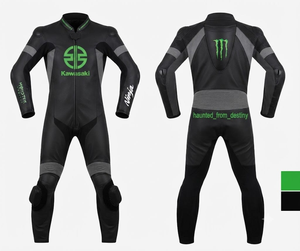 Unisex Rawasaki Made Measure Racing Jumpsuit/Traje Cowhide/Kangaroo Leather Track Racing Suit Hump CE <b>Protectors</b> Adults All - Product Image 1