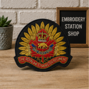 THE ROYAL WESTMINISTER REGIMENT High Quality Lace Embroidered Patch <b>Sew</b>-On Fabric Badge Circular Luxury Design for Garment - Product Image 3