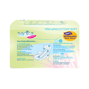 Toalla Sanitaria Sanita Premium Maxi Wing de 24.5cm para Uso Diurno, Súper Absorbente, Transpirable y Desechable - Product Image 2