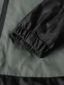 OEM Custom Waterproof Windproof Summer Outdoor <b>Running</b> Black Hooded Windbreaker <b>Jacket</b> with Stand Collar Zipper Closure for <b>Men</b> - Product Image 1