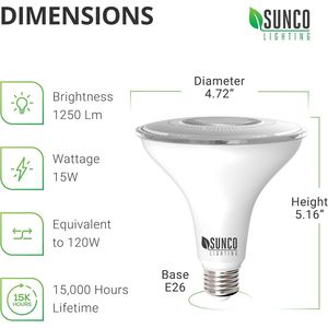 Faretto LED PAR38 da Esterno Impermeabile 120W Equivalente, 15W con Sensore Crepuscolare, Luce Diurna 5000K, 1250 LM, Faretto Certificato per Ambienti Umidi - Product Image 4