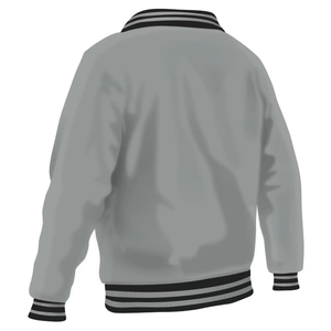 Chaqueta Varsity Gris para Hombre con Cuello a Rayas, Corte Regular, Cierre de Cremallera, Estilo Preppy, para Otoño - Product Image 3