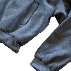 Ensemble de survêtement à capuche en coton grande taille avec logo personnalisé pour hommes, boxy court à capuche zippée, pantalon de survêtement évasé, respirant, sueur en gros - Product Image 6