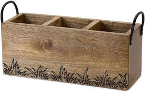 Eco-Friendly Waterproof Modern Dining Table Cutlery Napkin <b>Holder</b> for <b>Kitchen</b> <b>Utensils</b> Mango Wood Storage Rack for Spoons Forks - Product Image 4