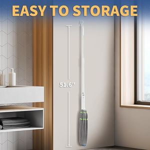 Mop a torsione con manico lungo e sistema di strizzatura automatica, per la pulizia di pavimenti in legno, vinile, piastrelle e laminato, con spugna abrasiva per uso domestico - Product Image 2