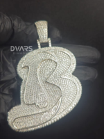 Collier pendentif lettre diamantée Dvars, pendentif initiale personnalisée style rappeur, pendentif lettre personnalisée en moissanite glacée pour homme