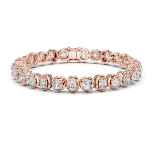 Rose <b>Gold</b> Oval Diamond Halo Tennis <b>Bracelet</b>, Lab Grown Oval Cut Eternity <b>Bracelet</b>, Luxury Diamond Jewelry for Women - Product Image 1