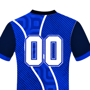Maillot de rugby bleu marine à manches courtes, col en V, motif géométrique, uniforme d'équipe personnalisé, respirant, pour l'entraînement et le sport - Product Image 4