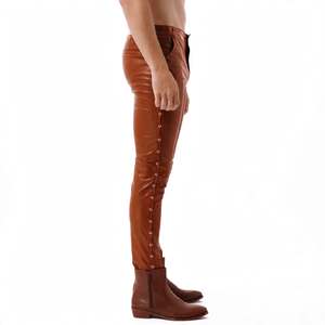 Pantalon décontracté pour homme en coton et lin, taille mi-haute, coupe large, personnalisé, de haute qualité, écologique, respirant, poids moyen, brodé, à devant plat - Product Image 3