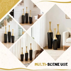 Modern Handmade Aluminum Tabletop <b>Vase</b> <b>Set</b> <b>3</b>-Piece 28.34in 24.4in 20.4in Decorative Sculpture Gradient Finish Jaffs Exports - Product Image 3