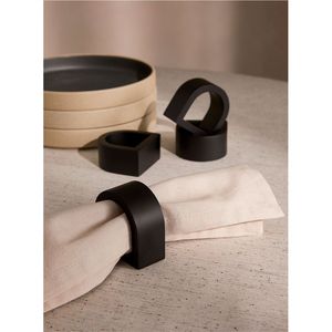 Premium Geometric Black Napkin Rings, Stylish Tableware Accessories for Hotel and Restaurant, Bulk Wholesale Hospitality Supply - Product Image 1