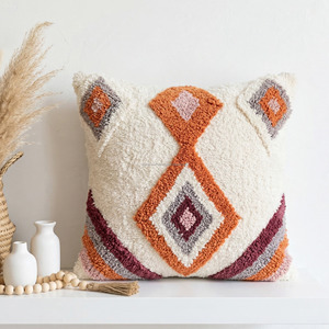 Geometric Rustic Tufted Woven Pillow Cover 45x45 Personalized Woven Diamond Design Tufted <b>Sofa</b> Chair <b>Bed</b> Decor Cushion Cover - Product Image 1