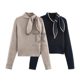 Autumn Fashion Elegant Solid-Color Women's <b>Turtle</b> <b>Neck</b> Knitwear Fitted Long-Sleeve Streetwear Zipper Closure Cardigan Office - Product Image 1
