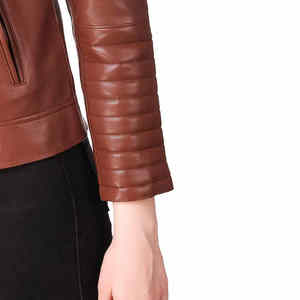 Precio al por Mayor, Chaqueta Corta de Cuero Genuino para Mujer, Transpirable, de Alta Calidad, con Cierre, Estilo Bomber, para Invierno - Product Image 6