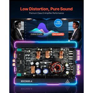 Amplificatore Audio per Auto a 4 Canali 420W@4Ohm/600W@2Ohm, Classe D Stabile, Gamma Completa 12V, Potenza Massima, Bridgeabile a 2 Ohm - Product Image 3
