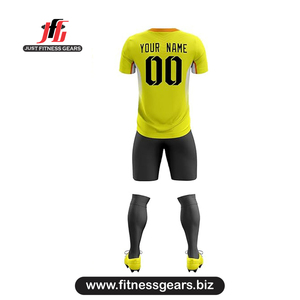 Custom Soccer Jersey Set Blue Short Sleeve Unisex Adult Moisture Wicking Sublimated Print Elastic Waist - Product Image 2