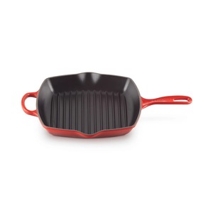 Square Cast Iron Grill Pan Red Enamel Nonstick <b>For</b> Gas And <b>Induction</b> Cooker - Product Image 3