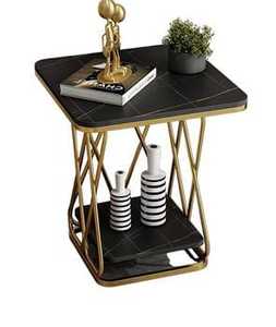 Square <b>Light</b> Top Side Table Gold <b>Cube</b> Frame Minimalist Modern Handcrafted Eco Friendly Living Room Bedroom Furniture - Product Image 6