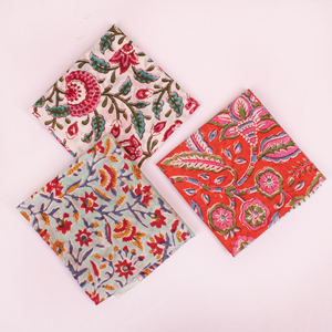 Craftjaipur Handmade Block Printed Cotton Floral 53x53cm Bandana Set Multifunctional Outdoor Accessory Boho <b>Head</b> <b>Wrap</b> For Unisex - Product Image 4