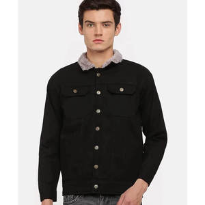 WARPRO INDUSTRY Men's Black Denim <b>Jacket</b> Turn-down Collar Casual Autumn Wear Windproof Regular Fit Single Breasted Eco-friendly - Product Image 6