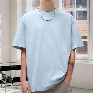 เสื้อยืดโอเวอร์ไซส์ผู้ชาย ผ้าฝ้าย 100% หนานุ่ม ทรงบ็อกซี่ คอกลม เรียบง่าย สไตล์สตรีทแวร์ - Product Image 1