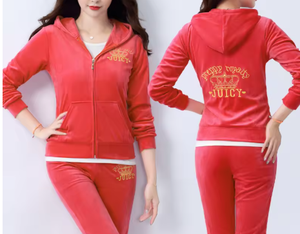 Ensemble de survêtement rose pour femmes, deux pièces, manches longues, capuche, fermeture éclair, coupe ample décontractée avec poches latérales, vêtements d'automne - Product Image 6