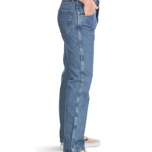 2025 Customize <b>Men</b> Canvas High Waist Straight Casual Slim Fit Stretch <b>Drawstring</b> Closure Skinny <b>Jeans</b> - Product Image 1