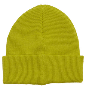 Bonnet unisexe en tricot côtelé vert lime avec revers, patch logo en caoutchouc personnalisé, bonnet d'hiver chaud en acrylique, marque privée, vente en gros, bonnets OEM - Product Image 2