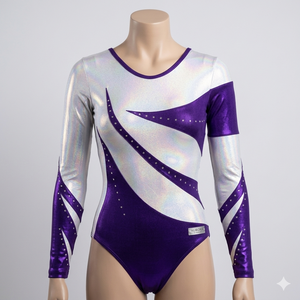 Justaucorps en coton et élasthanne à manches longues avec jupe à volants intégrée et taille élastique pour l'entraînement des filles adultes - Product Image 2