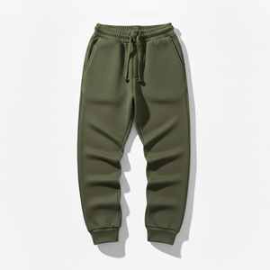 กางเกงลำลองผู้ชาย ผ้าฝ้าย 100% เอวยางยืด ความสูงระดับกลาง กันน้ำ สำหรับฤดูหนาว มีบริการ OEM ผ้าขนสัตว์เนื้อเรียบ - Product Image 2