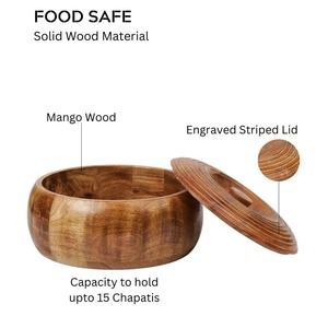 Handmade Enamel Coated Polished Durable Wooden Casserole Round Storage Box with <b>Lid</b> Contemporary Eco-Friendly Design - Product Image 2
