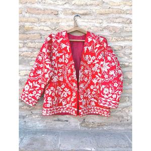 Luxury Boho Velvet Floral Embroidery Red Suzani <b>Jacket</b> <b>Women</b> Stand Collar Ethnic Style Handmade <b>Spring</b> Wear - Product Image 5
