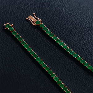 Collar de Cadena de Perlas con Gemas Verdes Naturales, Oro de 14k, Corte Natural, Estilo Lujoso Oscuro, Unisex, RIZTA JEWELS - Product Image 4