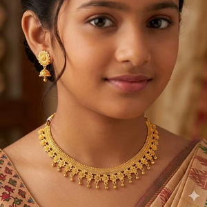 Conjunto de Collar y Pendientes de Latón Chapado en Oro de 18K para Mujer, Joyería de Moda con Microincrustaciones para Compromiso, Aniversario, Boda y Fiesta - Product Image 1