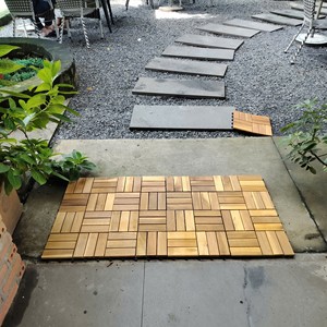 Plancher en bois d'acacia moderne multicouche, imperméable, à emboîtement, DUAL LOCK, carré, 300x300 mm, finition mate, pour piscine - Product Image 5