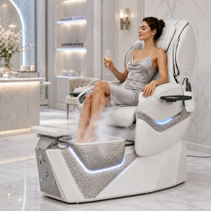 Chaise de pédicure avec fonction massage, fonction vapeur, lumière LED, télécommande, bassin pour bain de pieds pour salon de pédicure - Product Image 1