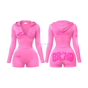 Conjunto de Sudadera Corta con Capucha y Logotipo Personalizado 2026 para Verano, Conjunto de 2 Piezas de Sudadera con Cremallera y Pantalones Cortos de Ciclista para Mujer, Ropa Deportiva de Dos Piezas para Mujer - Product Image 4
