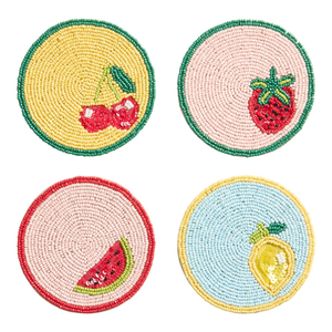 Handcrafted Artisan Craft Cocktail Coasters Floral Design Bead <b>Table</b> <b>Protection</b> for Housewarming Gifts - Product Image 2
