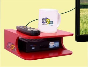 Estante de pared de madera con caja superior integrada |   Soporte para TV Box para el Hogar |   Soporte de Pared Elegante para Router Wi-Fi, Mueble para TV (ROJO) - Product Image 3
