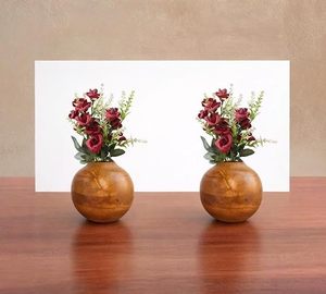 Handmade Modern Round Wooden Flower <b>Vase</b> Tabletop Decor for Home Office Hotel Gift - Product Image 5